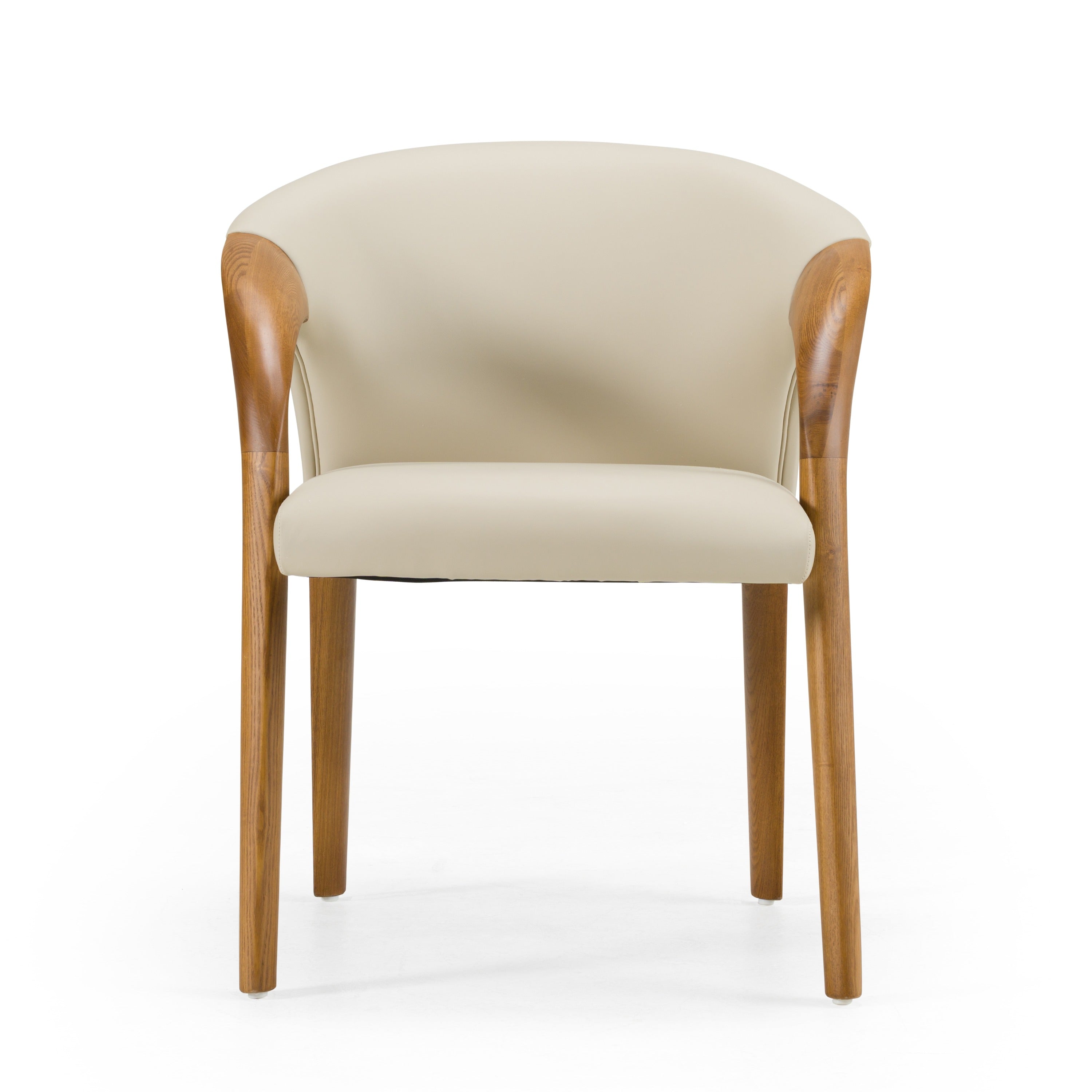 Modrest Wynetta Mid Century Modern Grey Vegan Leather & Walnut Dining Chair Model VGCSACH-19075-WAL