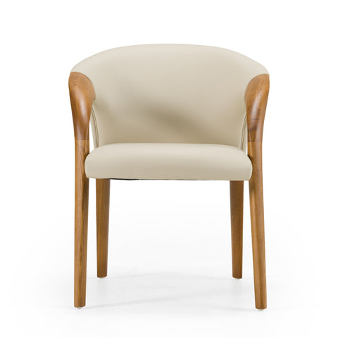 Modrest Wynetta Mid Century Modern Grey Vegan Leather & Walnut Dining Chair Model VGCSACH-19075-WAL