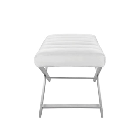 Modrest Xane Contemporary White & Brushed Stainless Steel Bench Model VGGAGA-8648BE-WHT-B