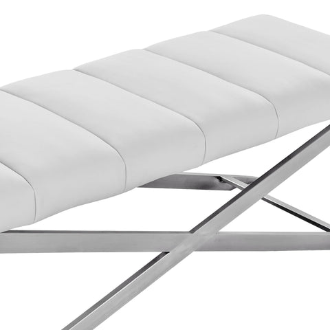 Modrest Xane Contemporary White & Brushed Stainless Steel Bench Model VGGAGA-8648BE-WHT-B
