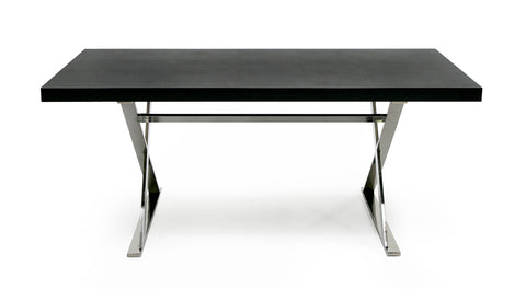 A&X Xavier Modern Black Crocodile & Stainless Steel Dining Table Model VGUNAA815-180-BLKCROC