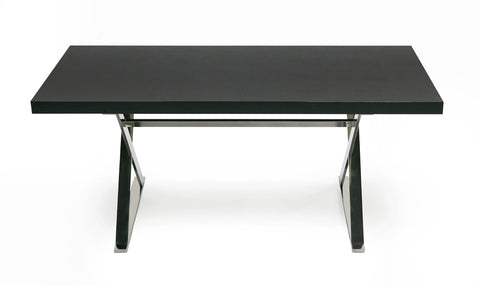 A&X Xavier Modern Black Crocodile & Stainless Steel Dining Table Model VGUNAA815-180-BLKCROC