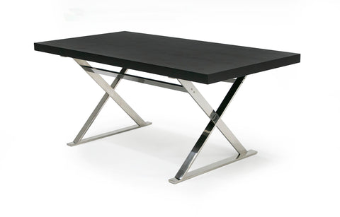 A&X Xavier Modern Black Crocodile & Stainless Steel Dining Table Model VGUNAA815-180-BLKCROC