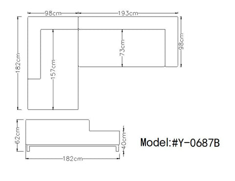 Divani Casa Willa Modern Grey Fabric Left Facing Sectional Sofa Model VG2T-Y-0687B-GRY