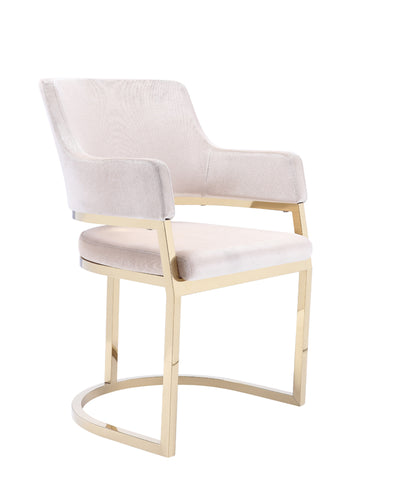 Modrest Tulsa Modern Cream Velvet & Gold Dining Chair Model VGZAY607-CRM