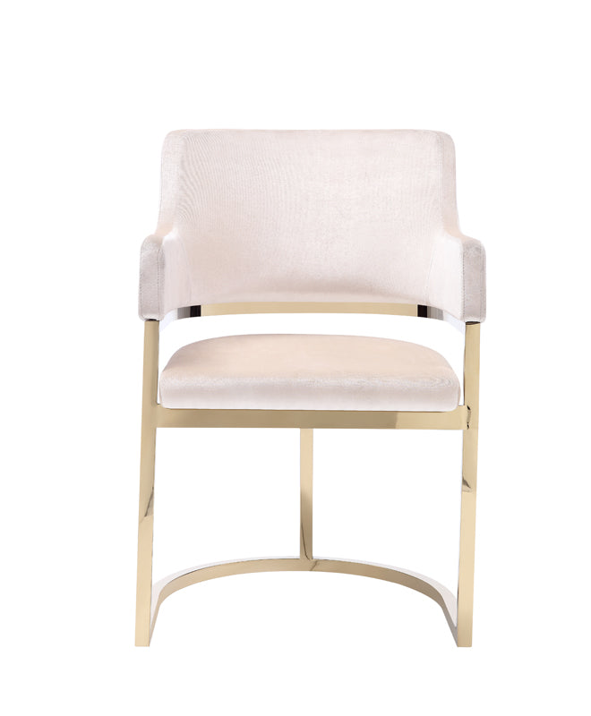 Modrest Tulsa Modern Cream Velvet & Gold Dining Chair Model VGZAY607-CRM