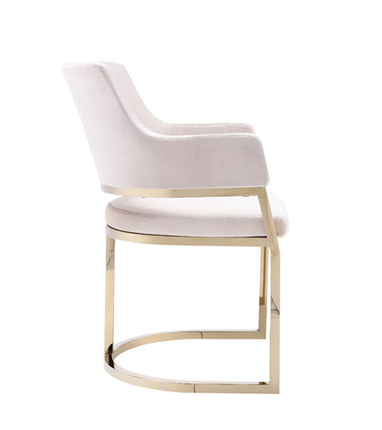 Modrest Tulsa Modern Cream Velvet & Gold Dining Chair Model VGZAY607-CRM