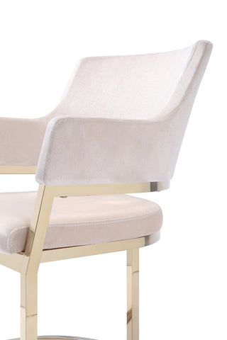 Modrest Tulsa Modern Cream Velvet & Gold Dining Chair Model VGZAY607-CRM