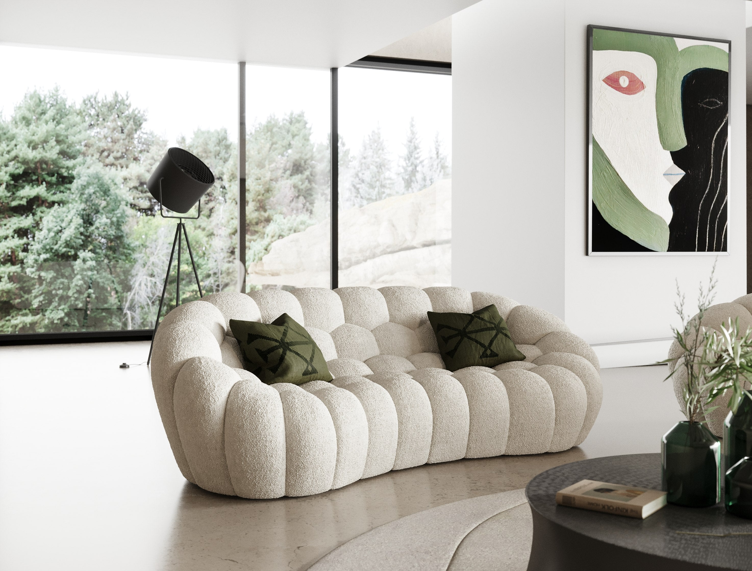 Divani Casa Yolonda Modern Curved Off White Fabric Loveseat Model VGEV2126C-LOVE-C-00