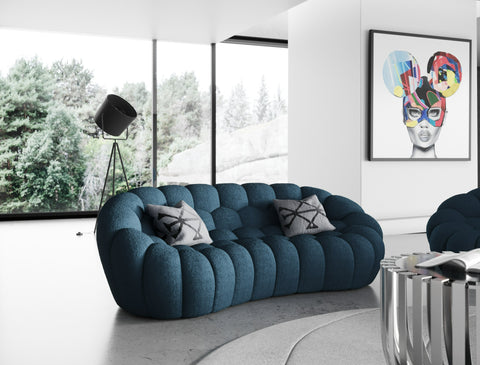 Divani Casa Yolonda Modern Curved Dark Teal Fabric Loveseat Model VGEV2126C-LOVE-C-15