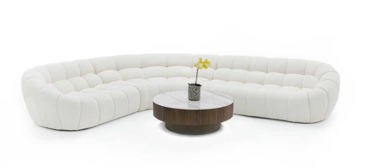 Divani Casa Yolonda Off White Fabric Sectional Sofa Model VGEV-2126B-WHT-SECT