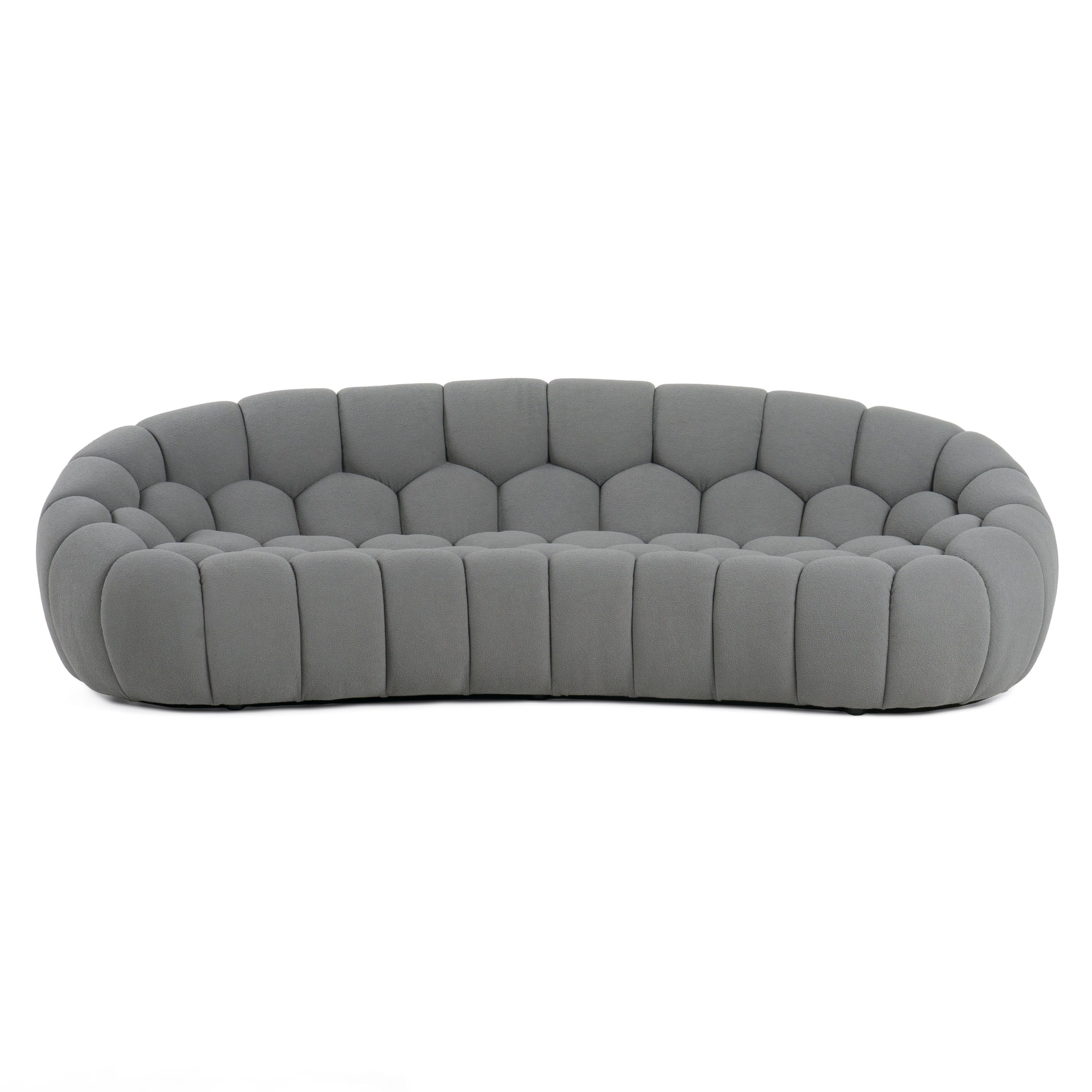 Divani Casa Yolonda Modern Curved Light Grey Fabric Sofa Model VGEV2126C-SOFA-C-07