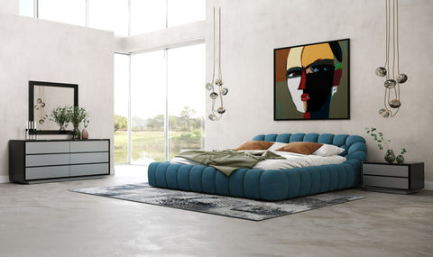 Divani Casa Yolonda Modern Dark Teal Fabric Bed Model VGEV-A127-BED-C-15