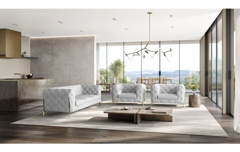 970 DivanItalia White Sofa and Two Armchairs Set – Top Grain Italian LeatherModel:  970-WHITE-2CH-SET