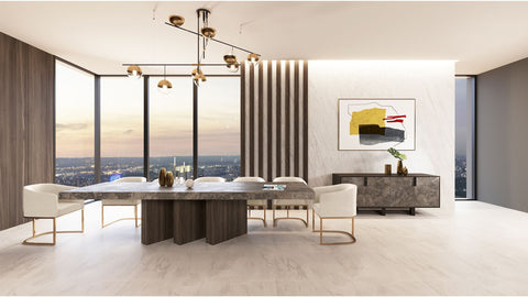 Modrest Yukon Modern Beige Bonded And Antique Brass Dining Chair Model VGVC-B8362