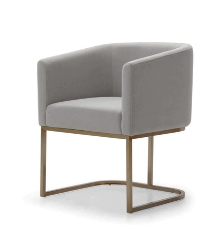 Modrest Yukon Modern Medium Grey Fabric & Antique Brass Dining Chair By VIG Furniture