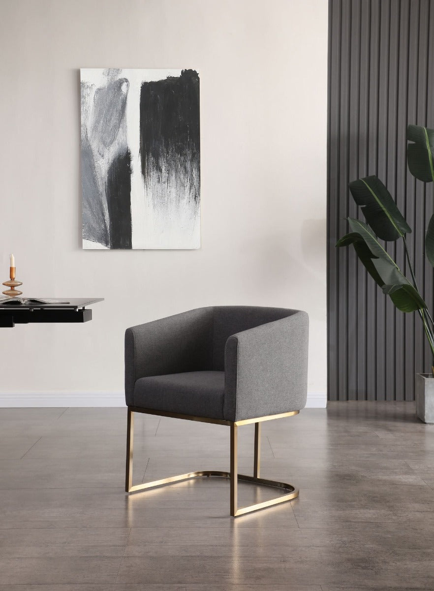 Modrest Yukon Modern Dark Grey Fabric & Antique Brass Dining Chair By VIG Furniture