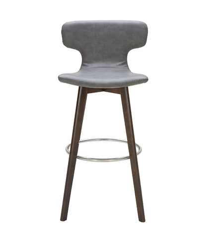 Modrest Zach Mid Century Dark Grey Eco Leather Bar Stool Model VGKKY1252-DKGRY