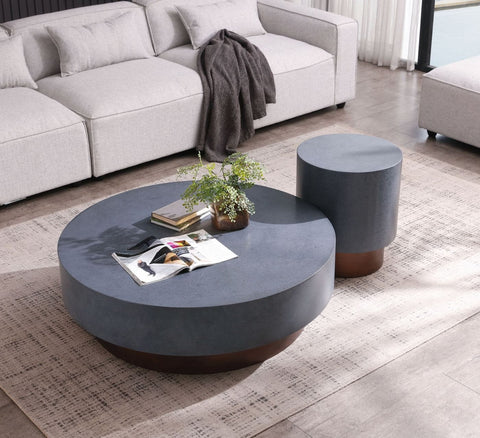 Modrest Zachary Modern Metal & Antique Copper Coffee Table Model VGVCCT128-GRY-CT