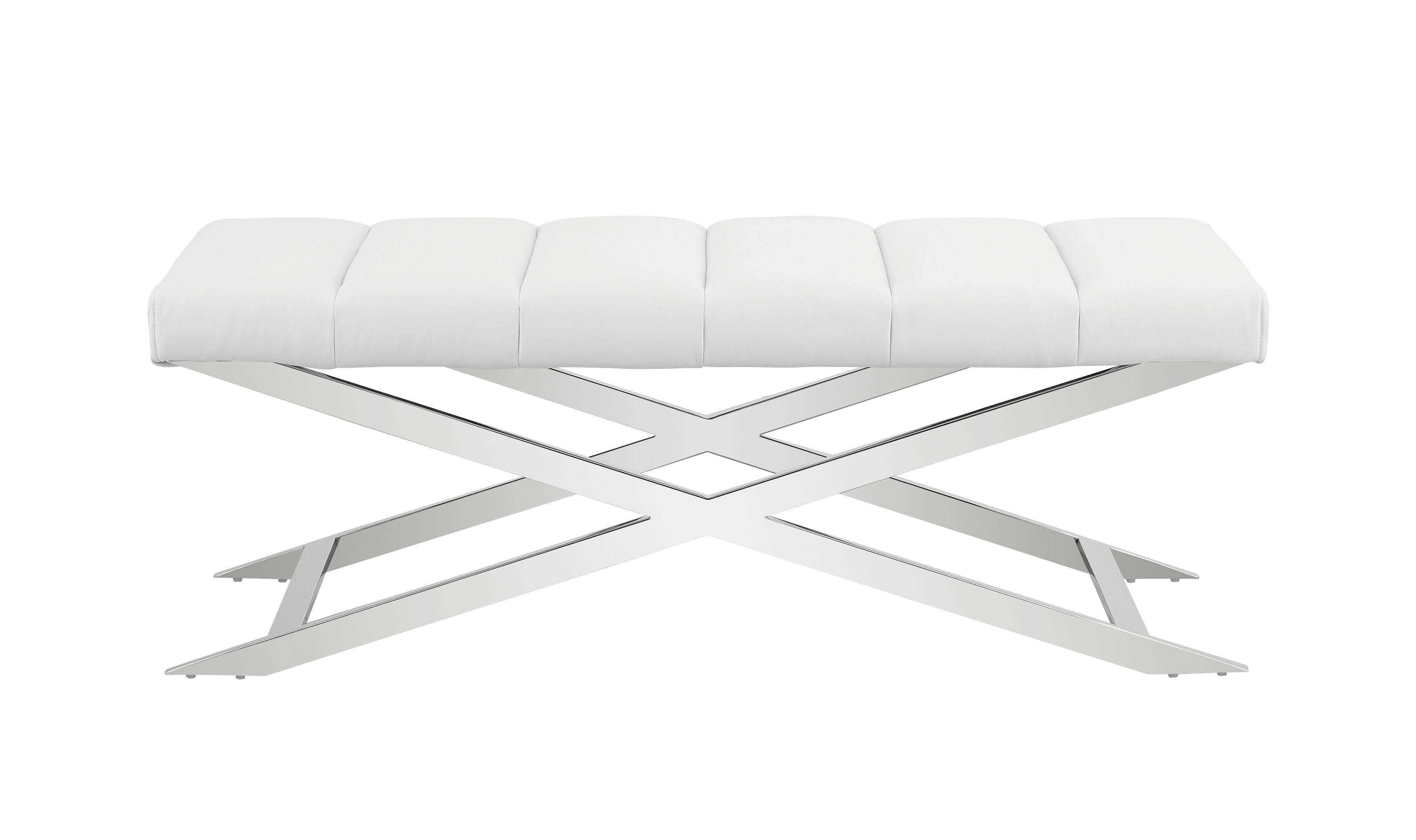 Modrest Xane Contemporary White Vegan Leather Bench Model VGGAGA-8648BE-WHT-BENCH