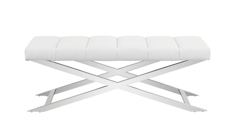 Modrest Xane Contemporary White Vegan Leather Bench Model VGGAGA-8648BE-WHT-BENCH
