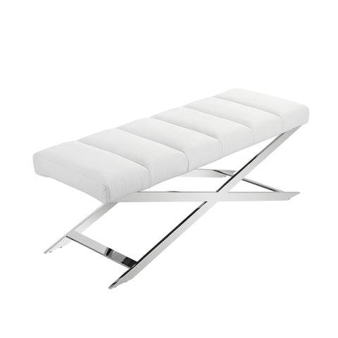 Modrest Xane Contemporary White Vegan Leather Bench Model VGGAGA-8648BE-WHT-BENCH
