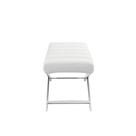 Modrest Xane Contemporary White Vegan Leather Bench Model VGGAGA-8648BE-WHT-BENCH