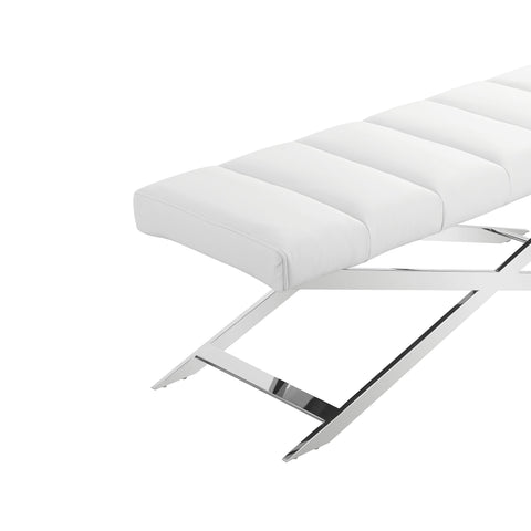 Modrest Xane Contemporary White Vegan Leather Bench Model VGGAGA-8648BE-WHT-BENCH