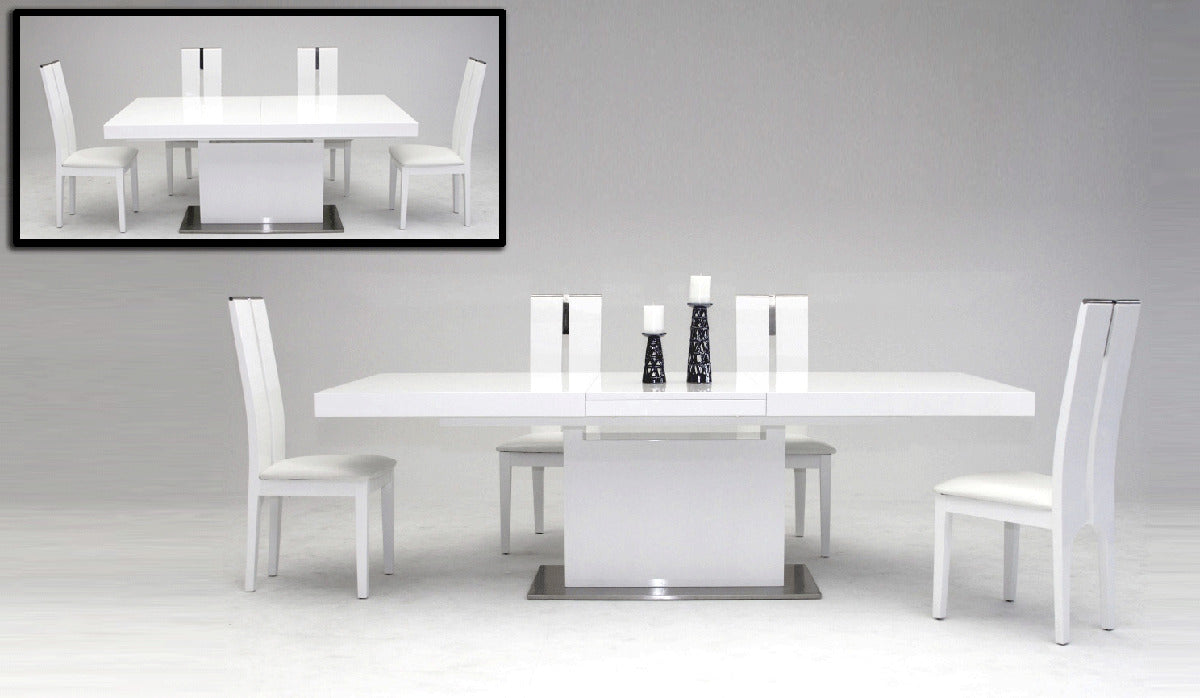 Zenith Modern White Extendable Dining Table Model VGGU841XT-WHT