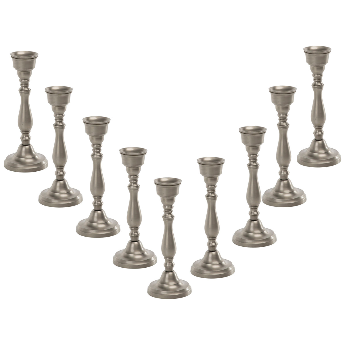 Candlestand Brushed Nickel Finish Pewter Finish Set Of 9