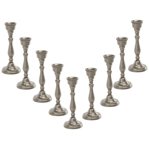 Candlestand Brushed Nickel Finish Pewter Finish Set Of 9