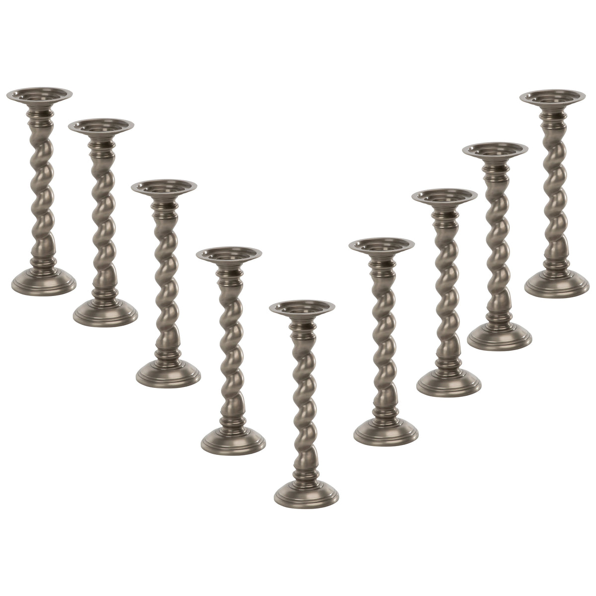 Candle Brushed Nickel Finish Stand Pewter Finish Set Of 9